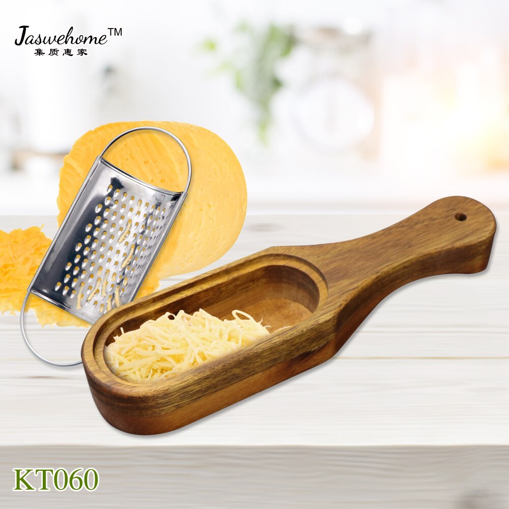 Stainless Steel Cheese Grater With Removable Acacia Wood Collector Cheese Grater With Box Cheese Tools Server