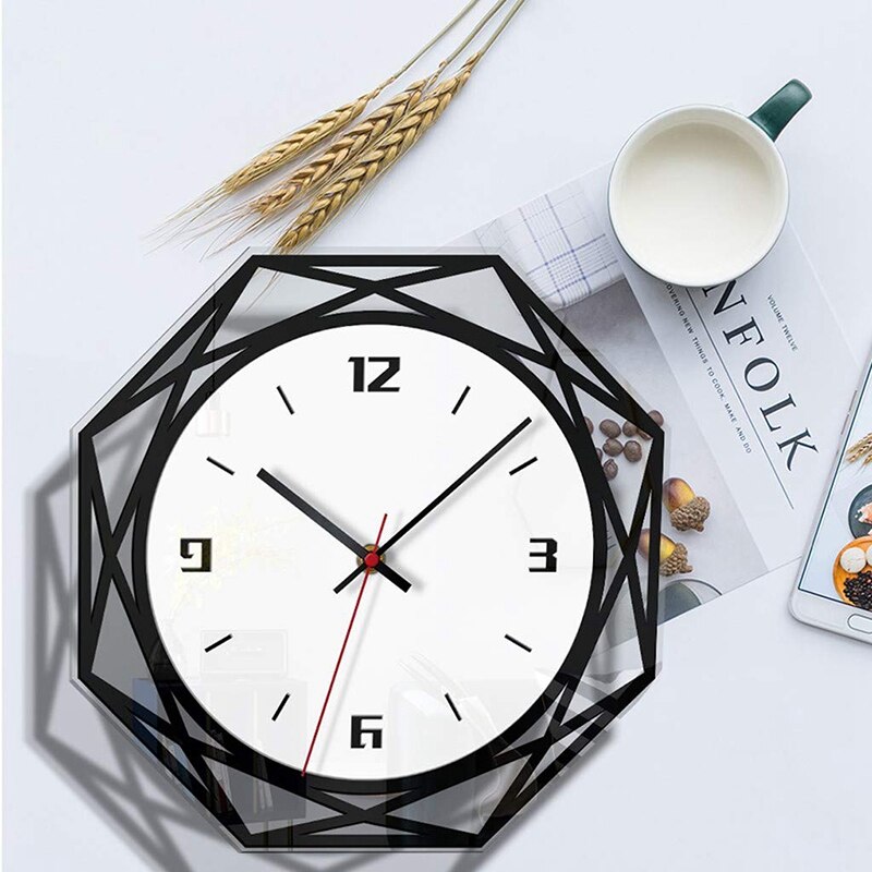 Wooden Wall Clock- Black and White Transparent Acrylic Wall Clock- Perfect To Decorate Living Room, Bedroom, Office, Ca