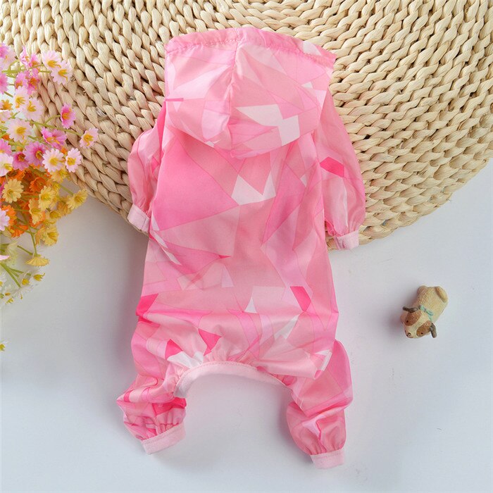 Dog raincoat waterproof sun protection clothing summer thin four feet raincoat Teddy Pet Dog Clothes for small dogs puppies: Pink / XL