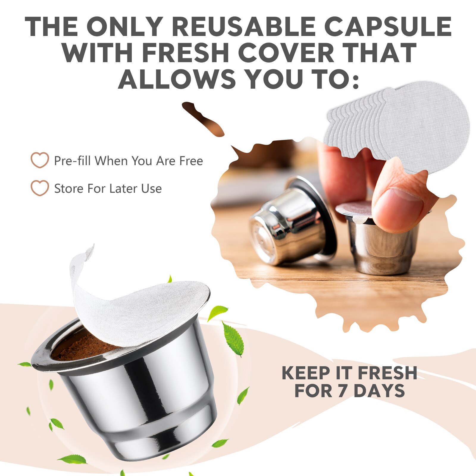 Wiederverwendbare Kaffee Kapseln Nachfüllbare Edelstahl Filter Pods Für Nespresso OriginalLine Brewer Mit Aluminium Folien