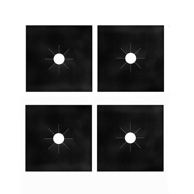 YuryFvna Reutilizáveis Protetor de Tampa Anti-Aderente Fogão A Gás Queimador Do Fogão A Gás Fogão A Gás Protetor Forro Mat Trivet fácil limpo: 4 x black