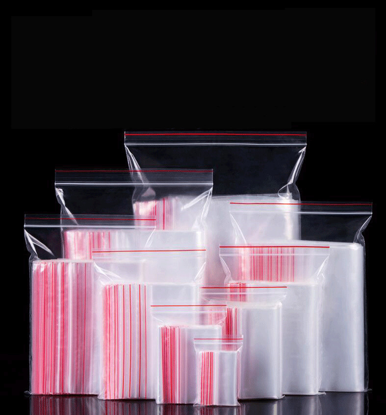 100PCS Zipper Lock Ziplock Bag Food Storage Bag Transparent Trinket Packing Vacuum Storage Bag Refrigerated Bag