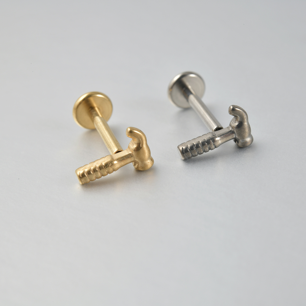 1PC G23 solidny tytan nożyce wąż chrząstka kolczyki Stud 16G gwint wewnętrzny cyrkon Helix ucho Tragus Piercing biżuteria: Black / W kolorze różowego złota