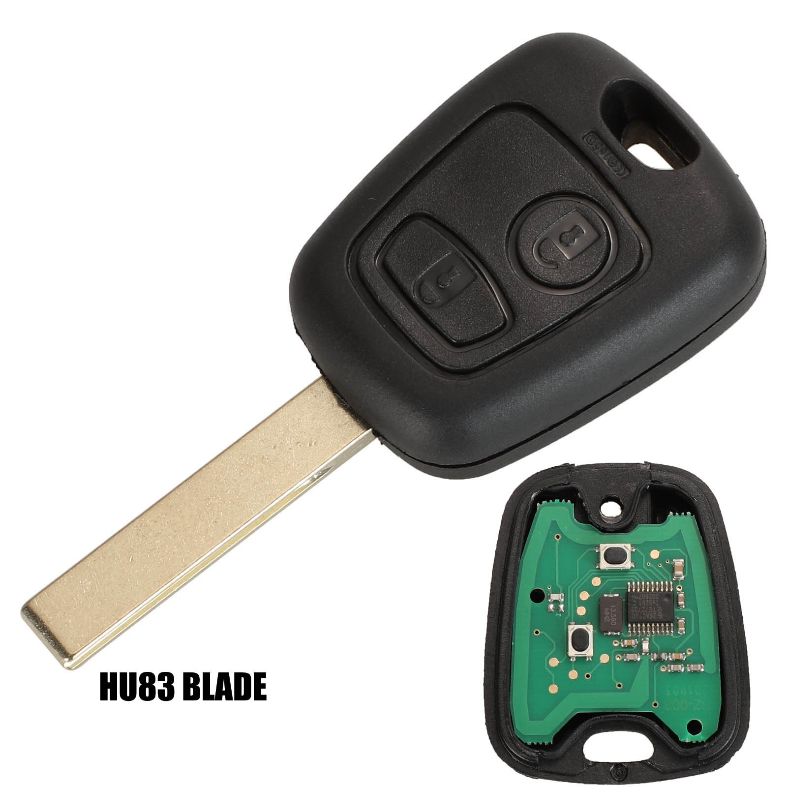 Jingyuqin 2 botones preguntar llave de control remoto Fob controlador para PEUGEOT 206 PEUGEOT 433MHZ con PCF7961 Chip transpondedor: HU83
