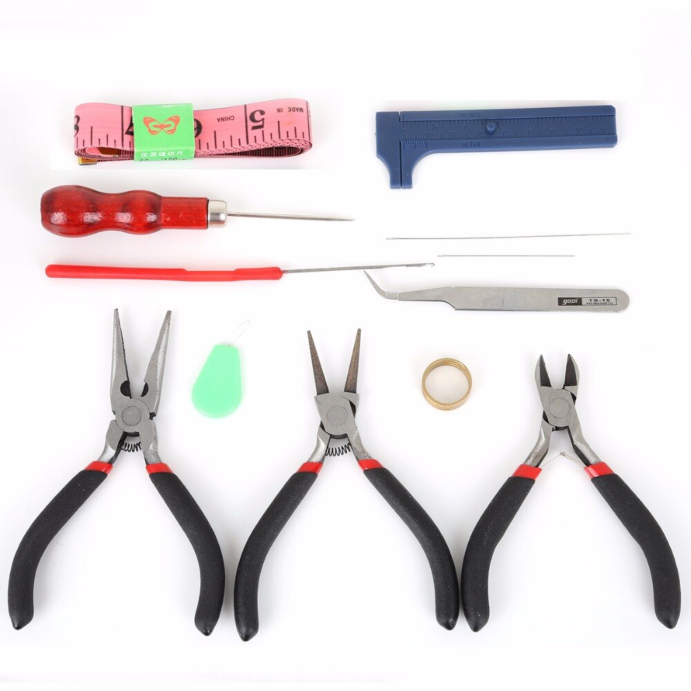 Jewelry Pliers Tools Set Equipment/Needle Nose Pliers/Beads Measure For Jewelry Making Handmade (rolling eye pin head pin) F2681