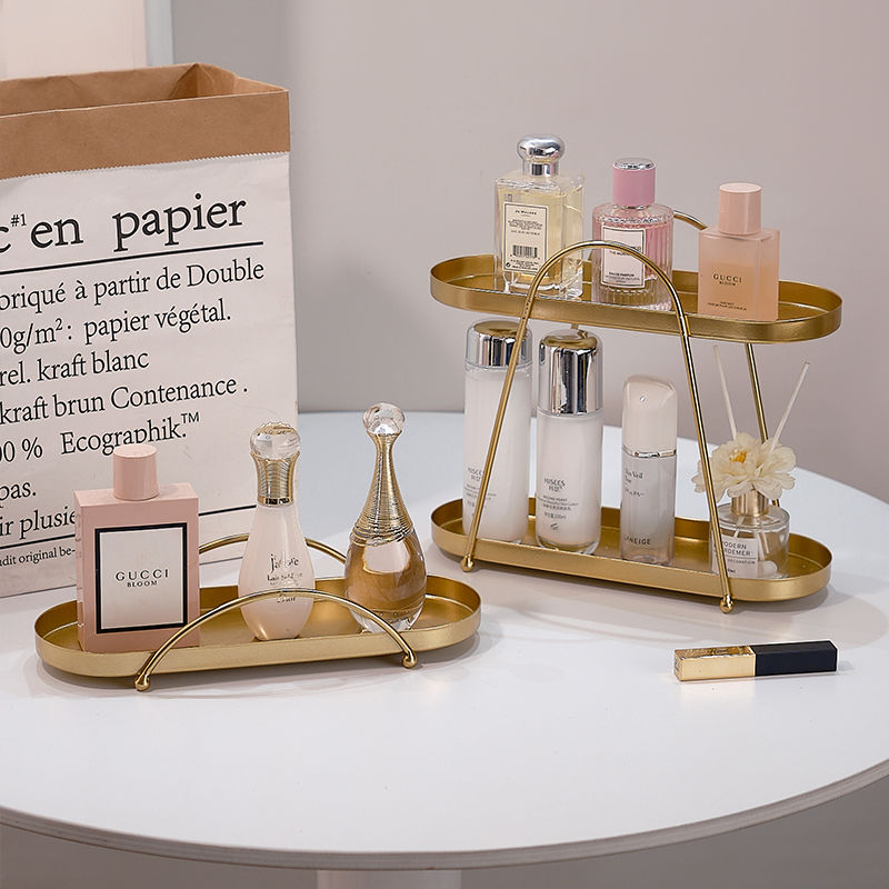 Étagère de rangement en fer forgé pour cosmétiques, boîte à bijoux, ornements décoratifs de table, support d'organisation de dressing, nordique
