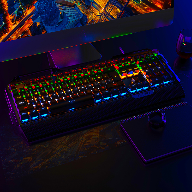 Professionele Gaming Echte Mechanische Toetsenbord Usb Wired 104 Keys Rgb Toetsenborden Voor Pc Computer Gamer Met Polssteun
