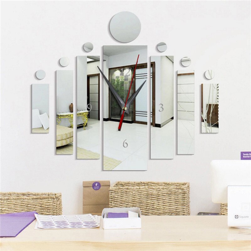 Home Decorative Wall Clock DIY Strip Rectangular Mirror Wall Clock Acrylic Strip Rectangular Mirror Sticker