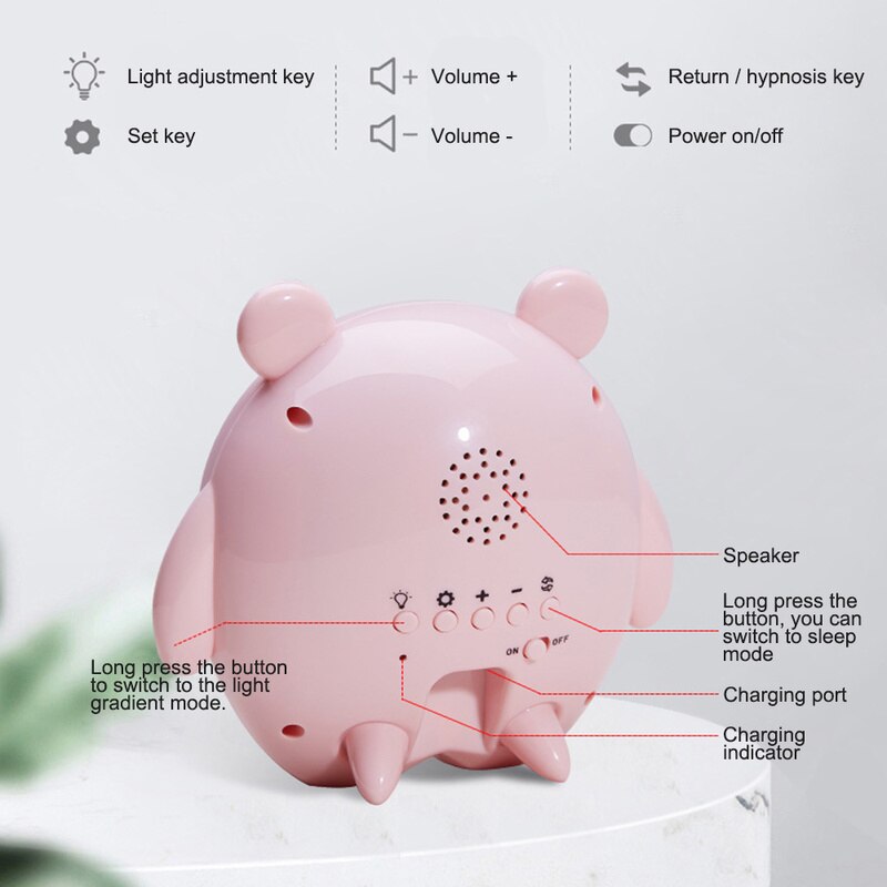 Night Light 3 In 1 Alarm Clock Kids Children Sleep Bedside Alarm Clock Wake Up Temperature Snooze Timer Clock Christmas