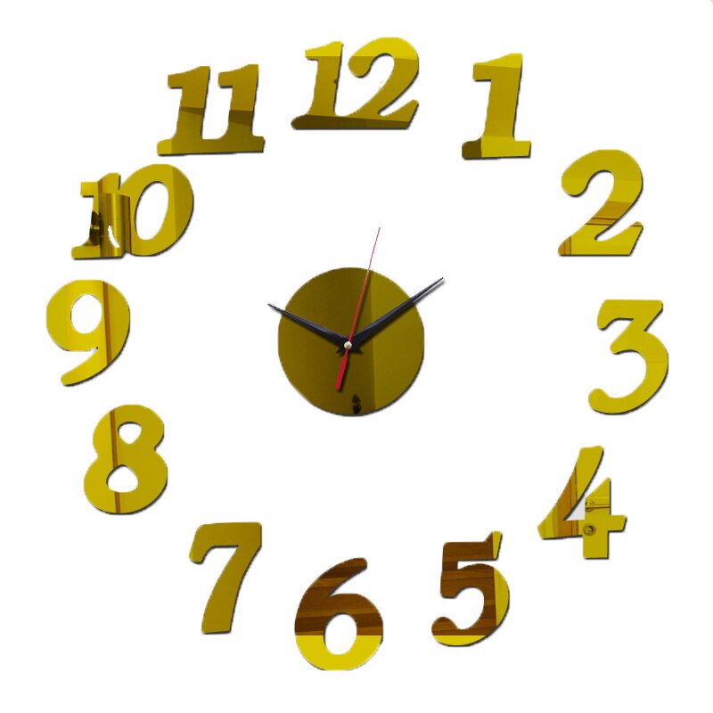 wall clock large decorative wall clocks home decor diy clocks living room reloj mural sticker: DIY-273 Gold