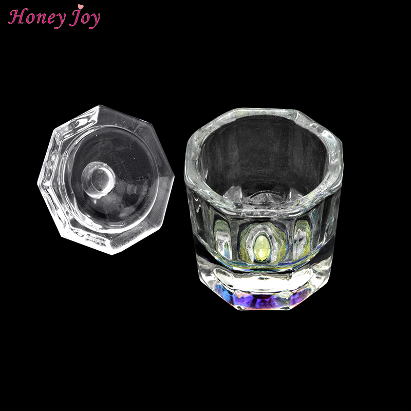 Honig Freude 1 teil/los Acryl Flüssigkeit Pulver Glas Dappen Gericht Kristall Glas Tasse Deckel Schüssel für Acryl Nagel Kunst ClearTransparent Bausatz
