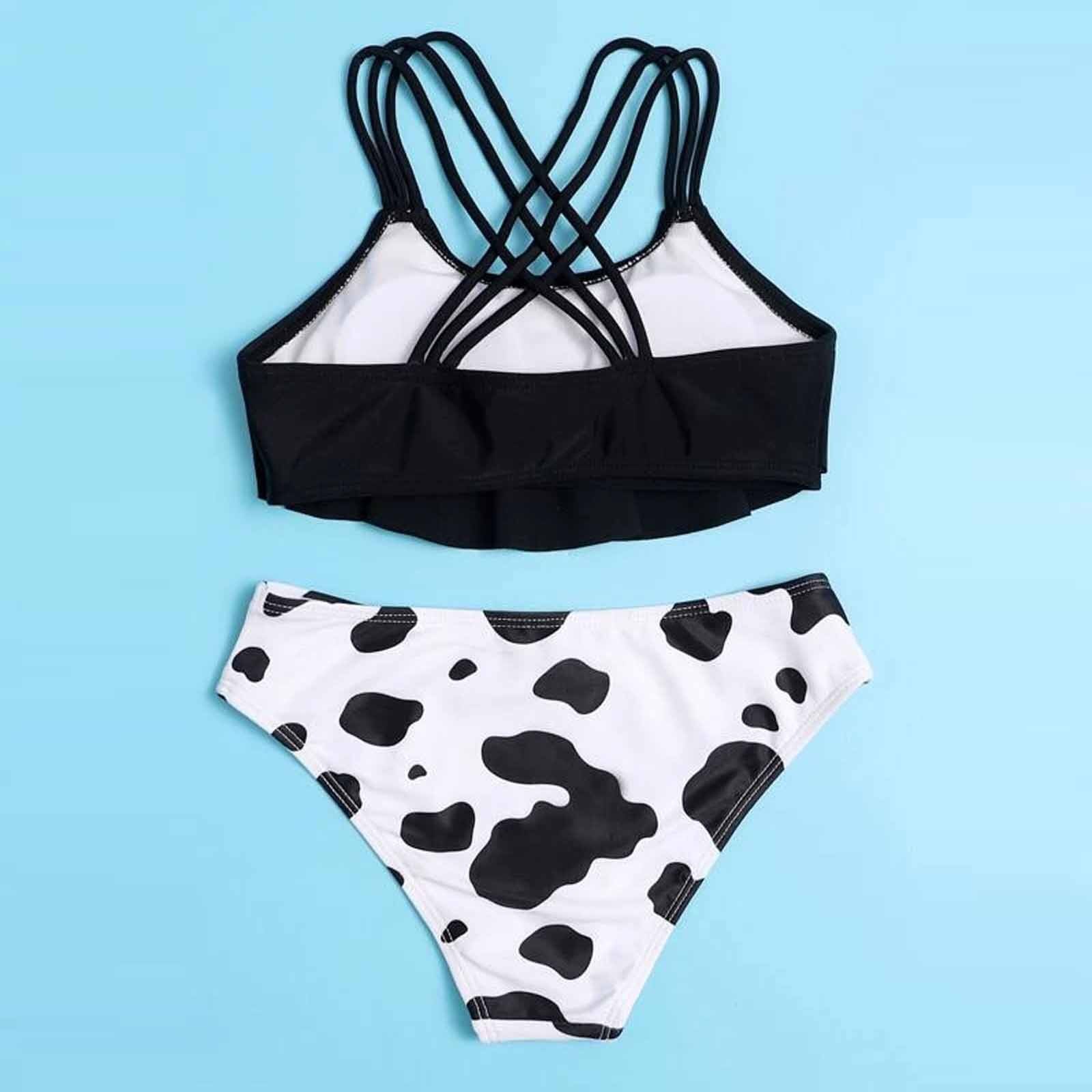 Kawaii maillot de bain enfant en bas âge bébé rif vache maillot de bain imprimé évider Tankini Patchwork plage barboteuse Купальники Женские