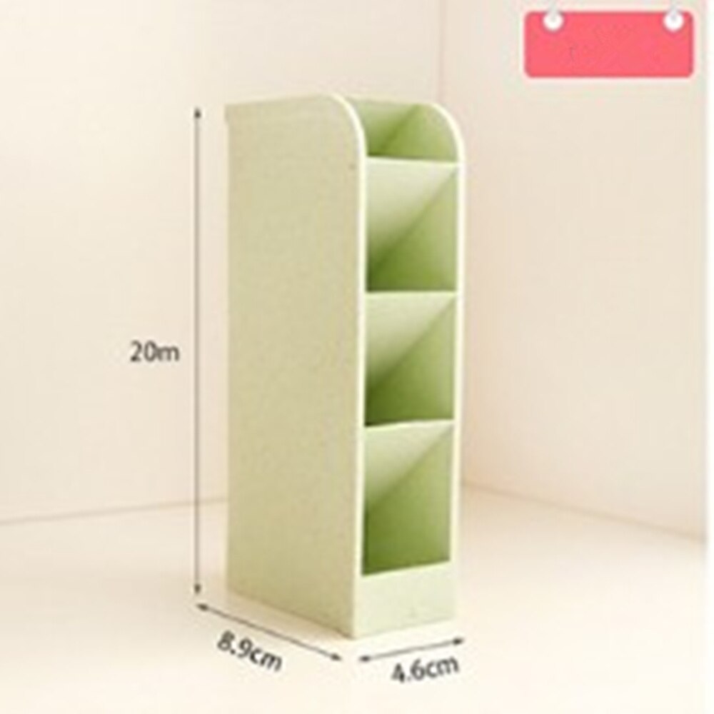 Multi-function 4 Grid Desktop Pen Holder Office School Storage Case Can Stand Rectangular Finishing Box: green