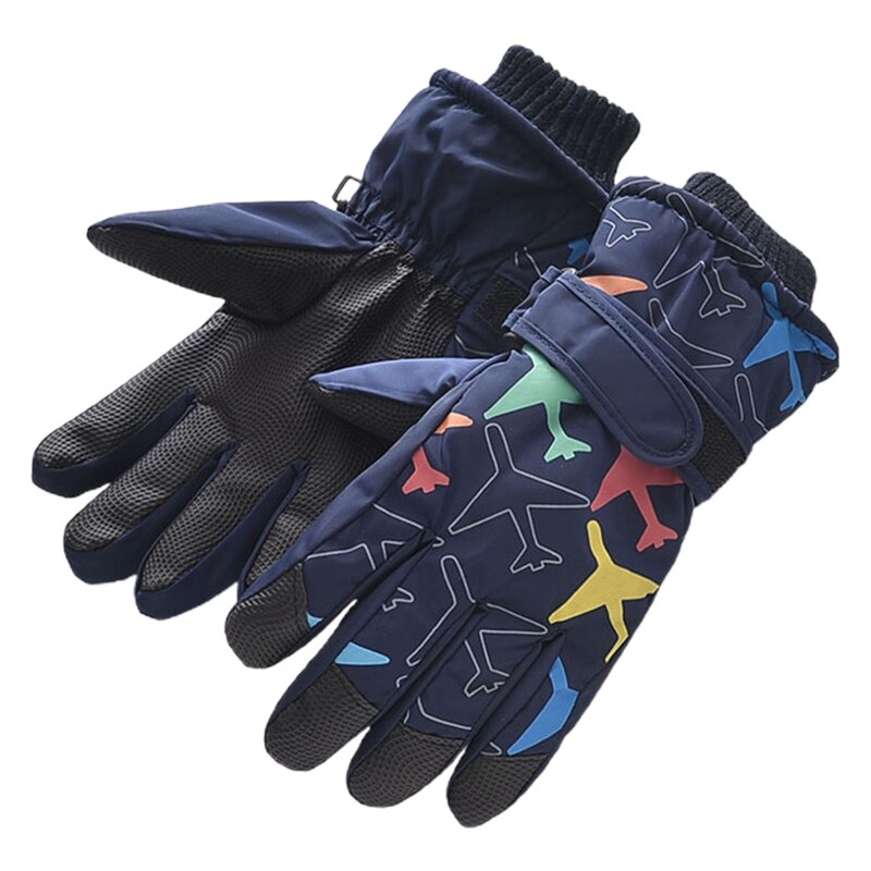 Kinderen kinderen winter warme berg snowboard ski handschoenen sport lange vinger wanten: Donkerblauw