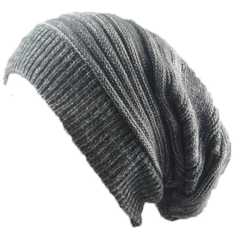 Unisex kvinders herre strik baggy beanie hat vinter varm overdimensioneret ski cap  mz005: Mørkegrå
