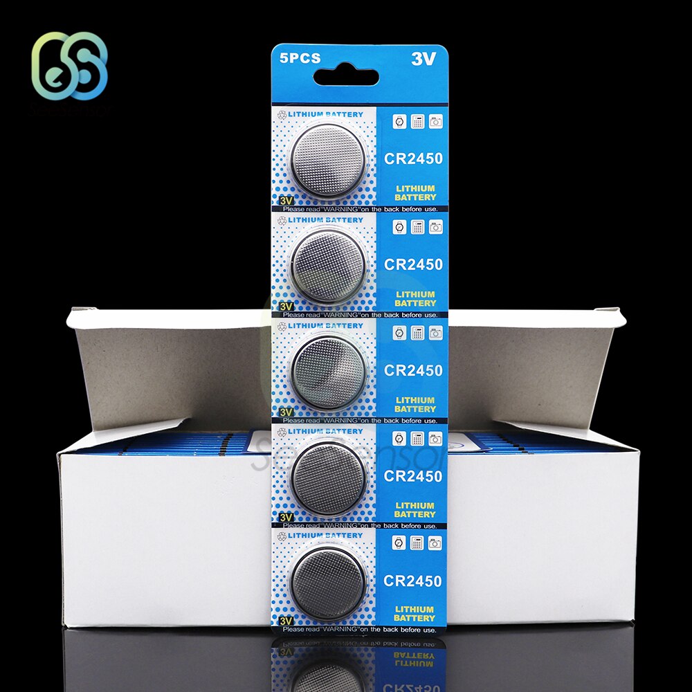 Pilas de botón 5 uds CR2450 KCR2450 5029LC LM2450 batería de botón de litio 3V CR 2450 para reloj electrónico de juguete con Control remoto
