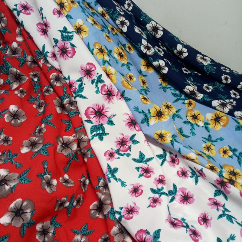 Chiffon stof op crêpe bedrukte chiffon bloemen bedrukt diy naaidoek materiaal chiffon jurk stof
