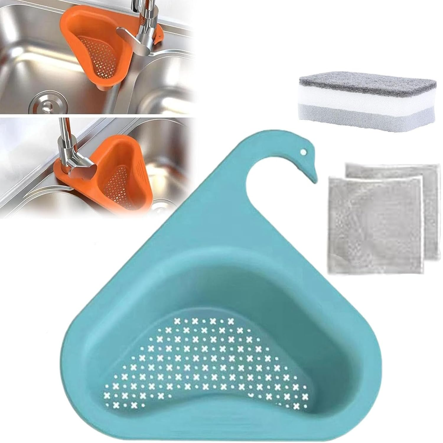 itchen Sink Drain Basket, Hanging Faucet Filter Basket, Convenient Multifunctional Kitchen Sink Basket: Blue