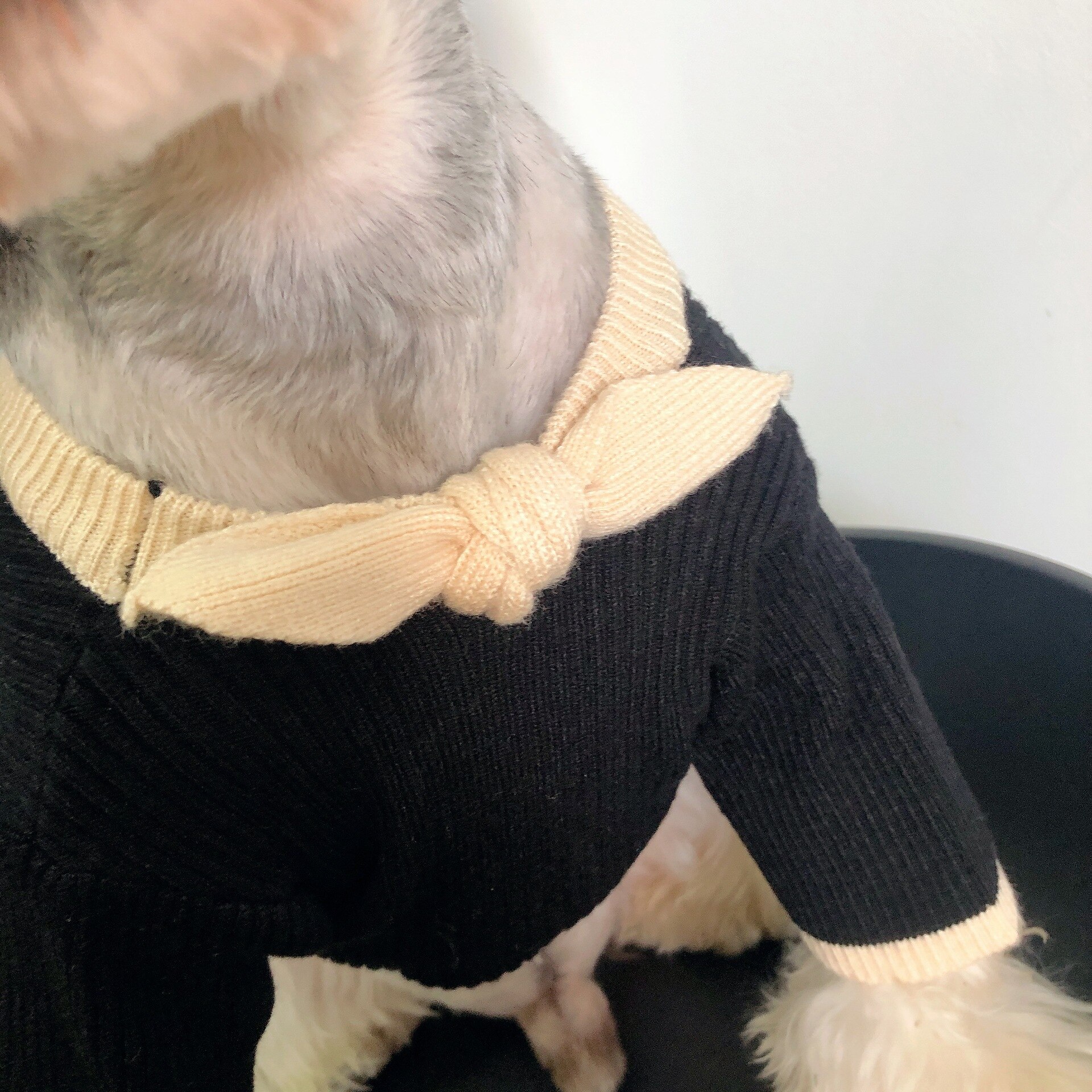 Dog Sweater Bowknot Plain Knit Sweater Cute Small and Medium-sized Dog Schnauzer Teddy Hiromi Cat Fall and Winter Clothing