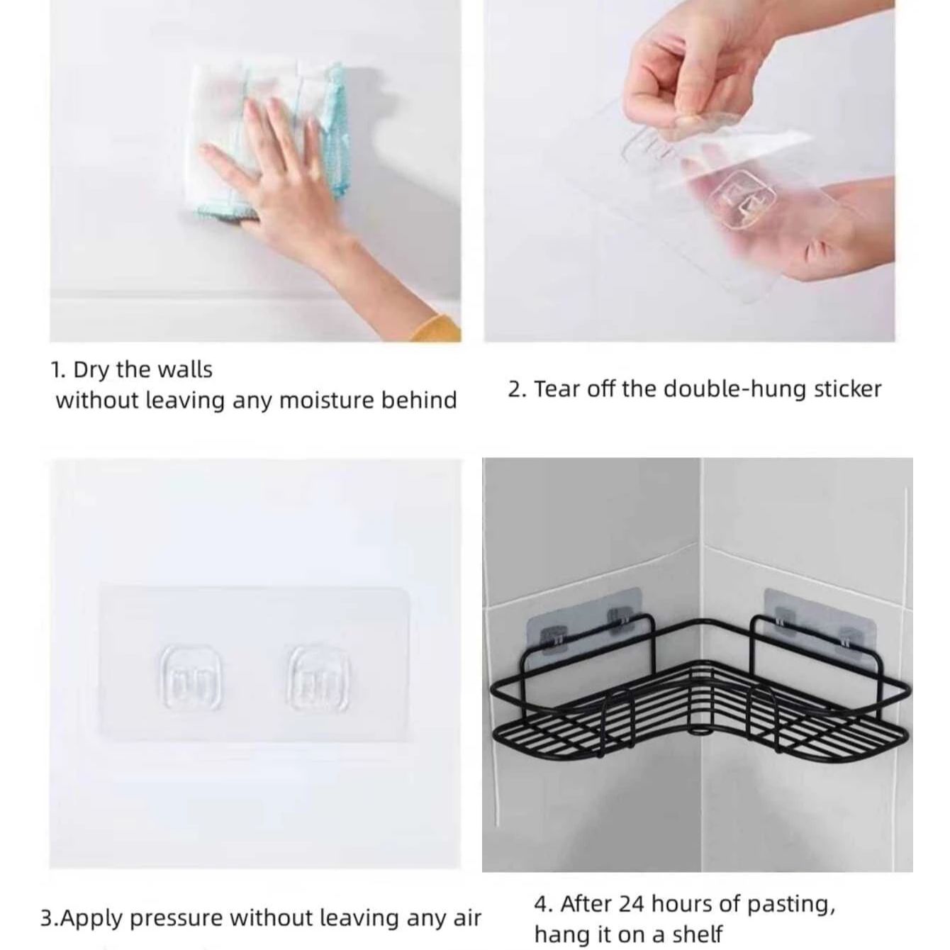 Estante de baño, estantes de almacenamiento de esquina montados en la pared, soporte para champú, estante de hierro, escurridor de ducha, organizador de accesorios de cocina