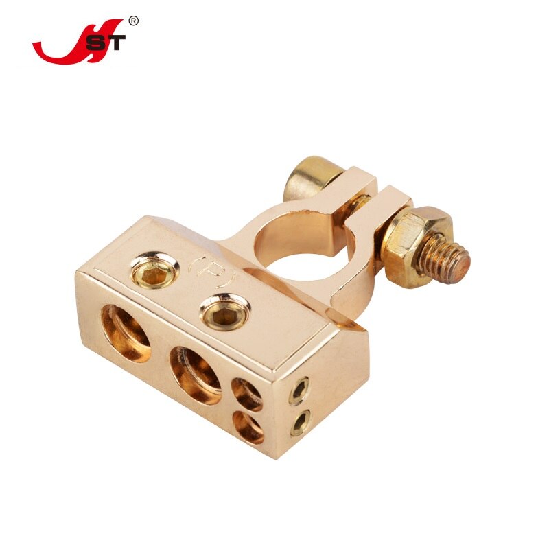 2 Pcs Gold Plated Battery Terminal Connectors 0/2/4/8/10 Gauge Positive Negative Auto Car Marine Battery Terminal Connectors