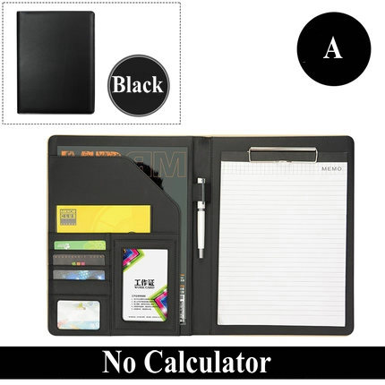 Multifunctionele Business Portfolio Padfolio A4 Lederen Organizer Manager Map Met Klembord: Black