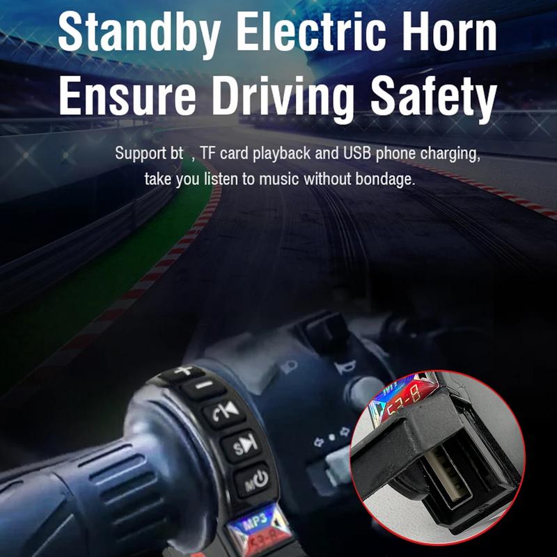 Motorcycle Bluetooth Speaker 12-80V Universal Hifi Sound Motorcycle Stereo Weatherproof Audio Amp System Handlebar Speaker