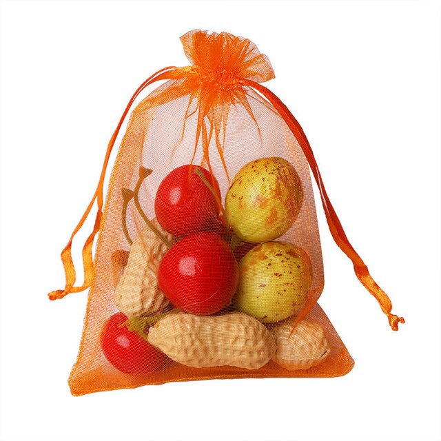 50 sztuk (13x18cm)Organza opakowanie na biżuterię upominek cukierki wesele Goodie pakowanie sprzyja ciasto słodycze woreczki torby obecne: Pomarańczowy