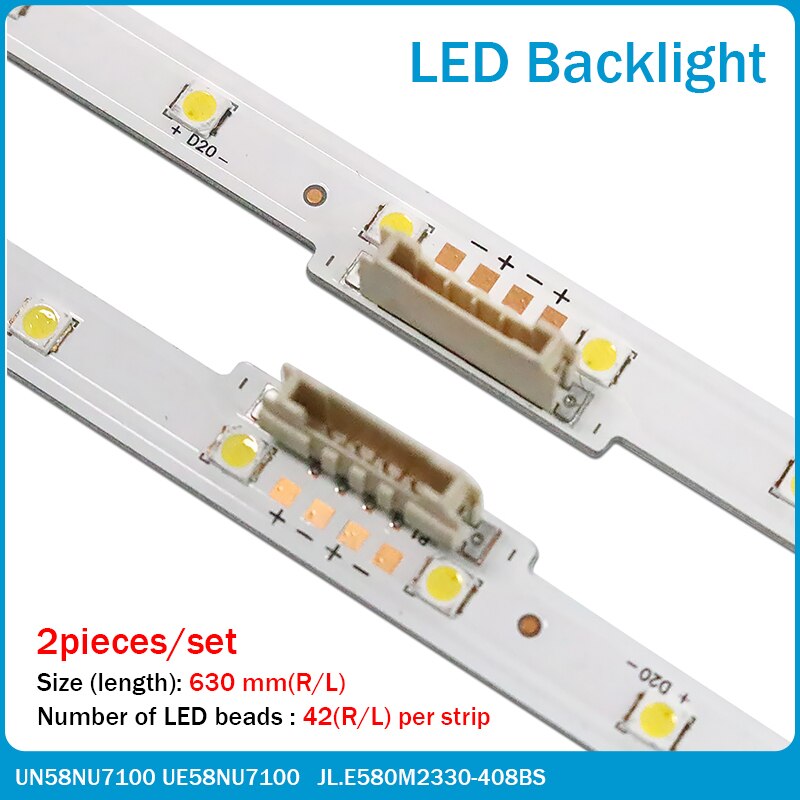2 PCS LED de retroiluminación para Samsung UN58NU7100 UE58NU7100 un58nu710D UN58NU6080 LM41-00632A BN96-46866A JL.E580M2330-408BS
