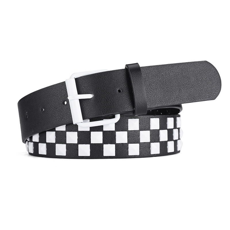 Vitt bälte med spänne, hiphop-punk, trendigt all-match-bälte för kvinnor, accessoarer för  y2k flickor, rosa pu-midjeband: Vit