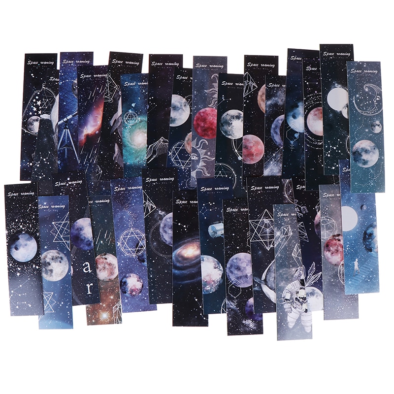30pcs Roaming space Paper bookmarks Cartoon bookmarks for books/Share/book markers/tab for books/stationery Stationery card