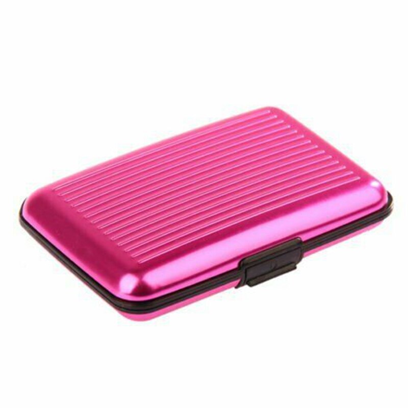 Waterdichte Zaken Id Credit Card Wallet Holder Metal Pocket Case Box: RoseRed-Lines