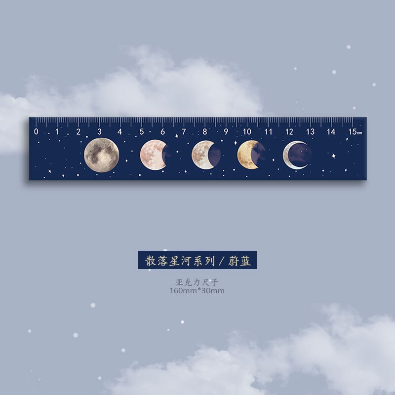 Regla recta acrílica de galaxia de vía lechosa, herramientas de manualidades de dibujo para álbum de recortes, suministros de oficina, coreano, 15cm, INS Style: 03