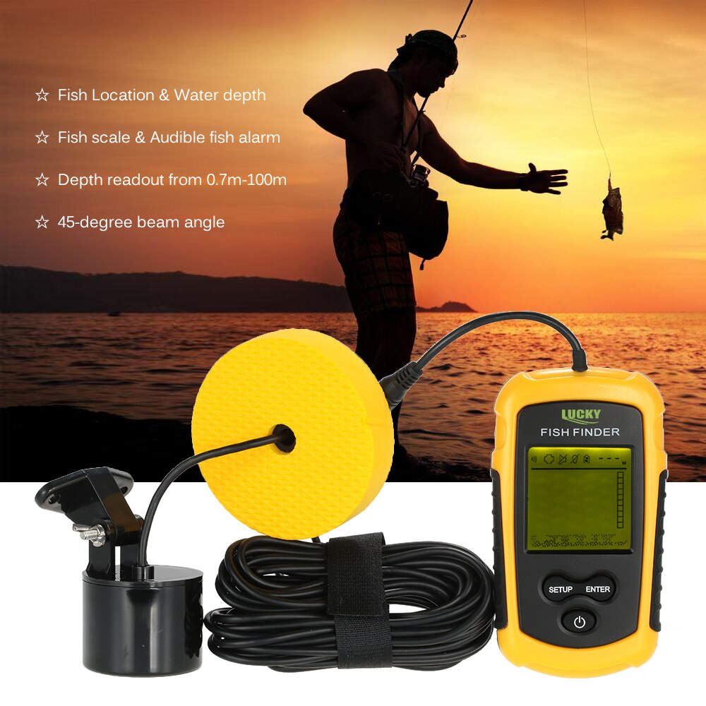 Fish Detection Sonar For Fishing Portable Wired Fish Finder 100M Depth Range Sonar Echo Sounders Fishfinder