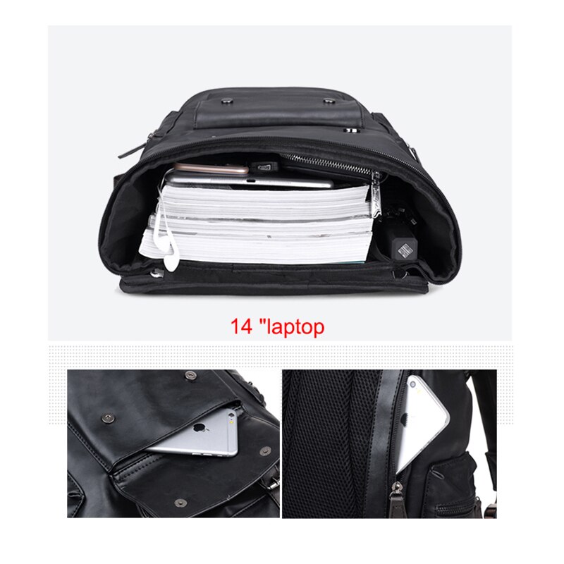 Enkel lappeteppe stor kapasitet herre skinnsekk til menn uformelle menn dagsekker sekk lær travle ryggsekk mochila