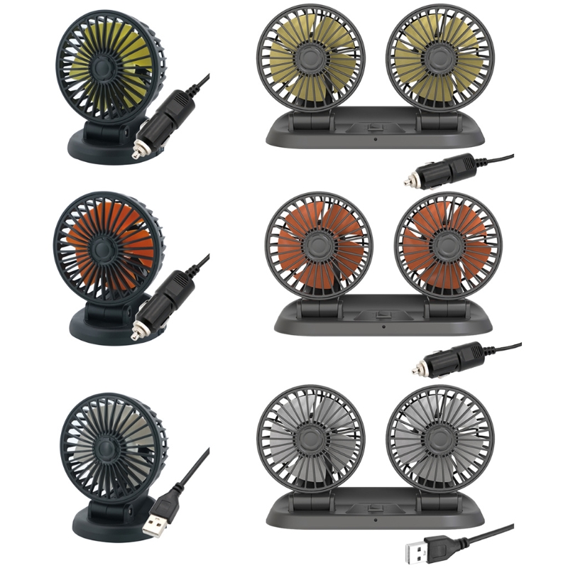 Electric Car Fan 3 Speed Dual Head Car Auto Cooling Air Circulator Fan for van Suv Rv Boat Auto Vehicles Summer