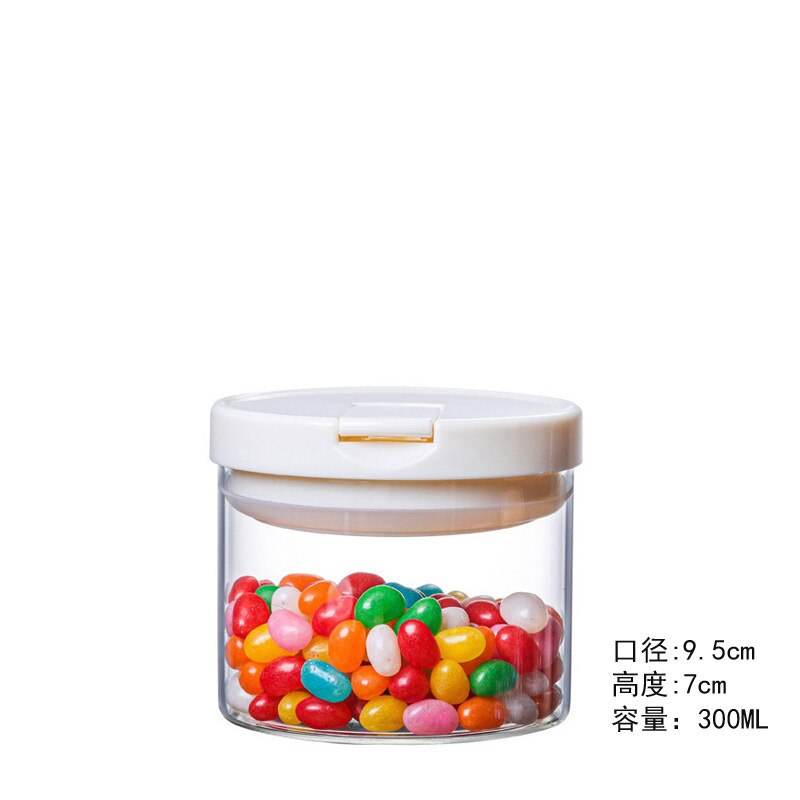 High borosilicate glass sealed jars for miscellaneous foods tea cans storage jars household storage bottles storage jars bottles: 95-70 (white cover)