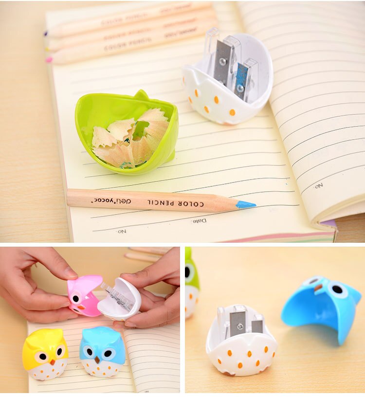 24 PCs Cute Pencil Sharpener Stationery Korea Cute Owl Student Stationary Animal Pencil Sharpeners for Kids School