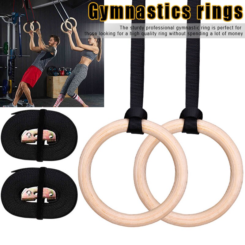 Hout Gymnastiek Ringen 28 Mm Gym Ringen Met Verstelbare Lange Gespen Bandjes Voor Workout Home Gym Cross Fitness & T8