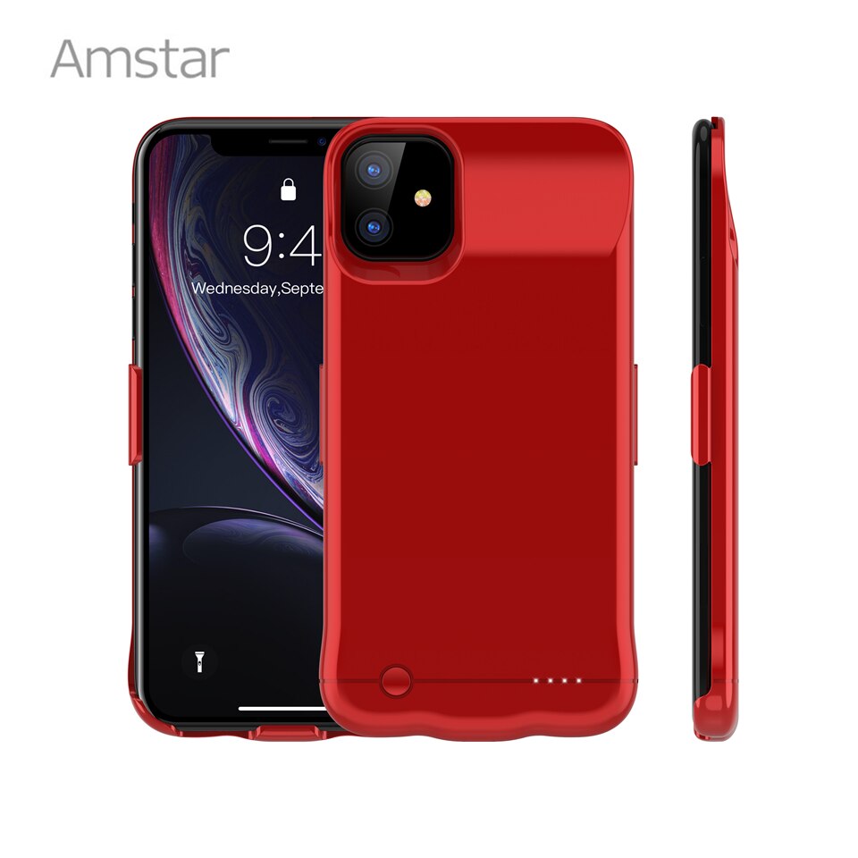 Fundas para cargador de batería Amstar, funda trasera para cargador de batería de 5200/6200mAh para iPhone 11 Pro Max X XR XS Max