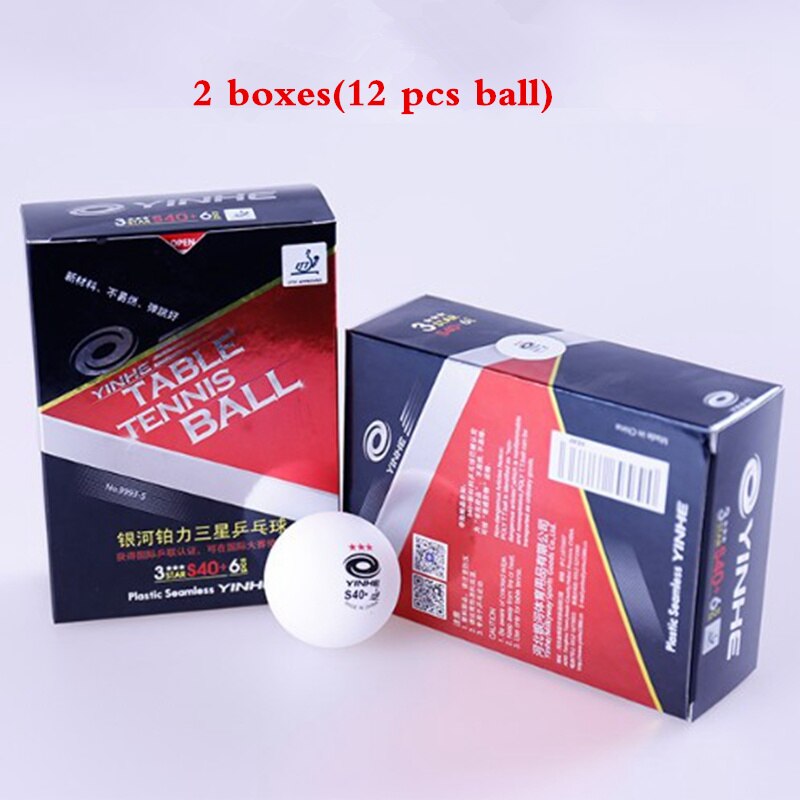 Yinhe 3 Ster Plastic Naadloze Pingpong Bal Aprroved Door Ittf S40 + Plastic Naadloze Witte Ping Ping Bal Tafel tennis Match: 12 pcs ball