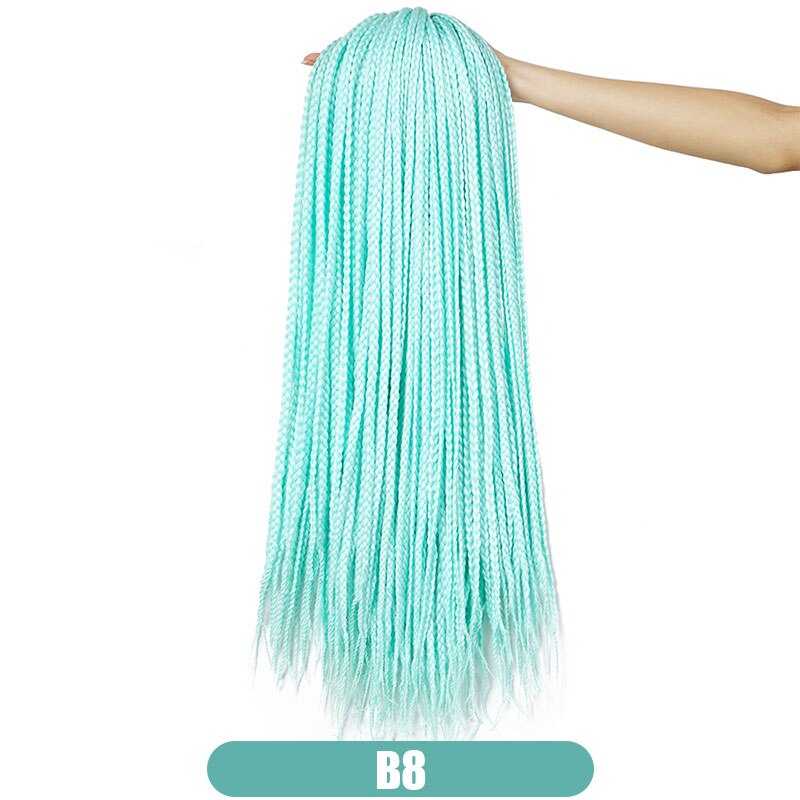 19 Color Ombre Box Crochet Hair Braids 24 Inch Zizi Synthetic Hair Extension For Braids Kanekalon Braiding Hair Pre Stretched: B8