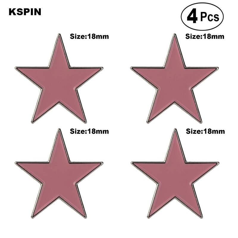 Pink Star Lapel Pin Badge Lapel Pin Flag badge Brooch Pins Badges 4pcs: Default Title