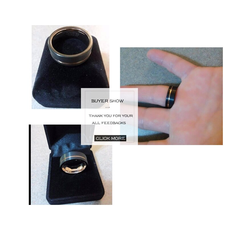 Fishion 8Mm Wide Zwart Dunne Rose Gouden Lijn Mannen Ring 100% Tungsten Carbide Ring Mannelijke Wedding Bands Sieraden