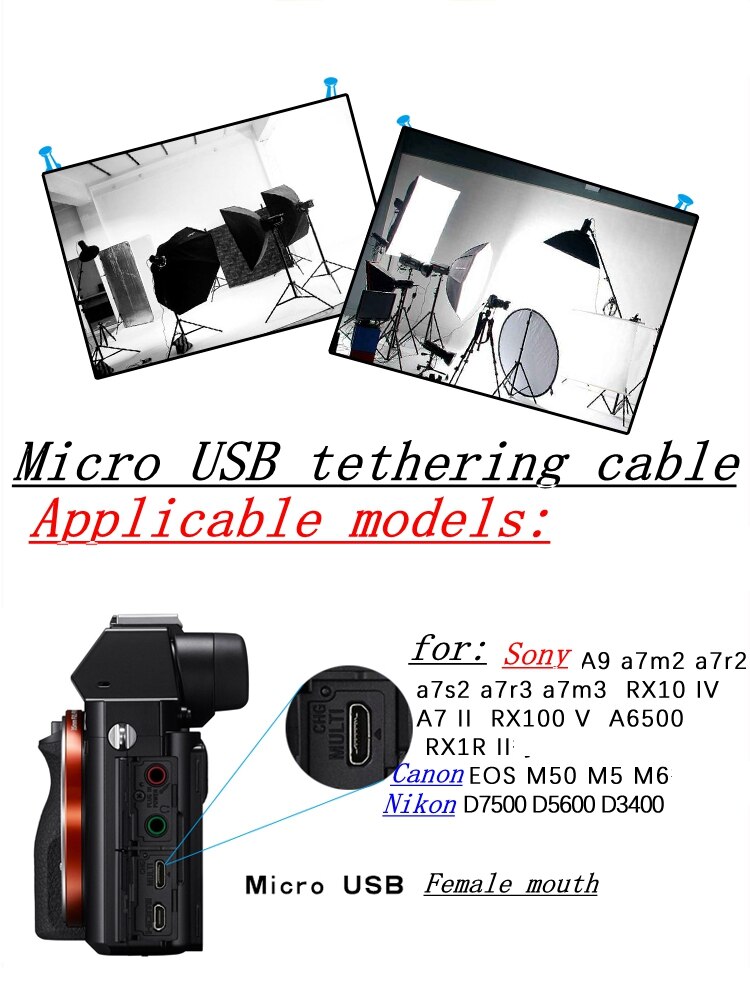 3m/5m/8m USB to Micro USB Cable Fast Charging for camera data cable connect computer cable online shooting line