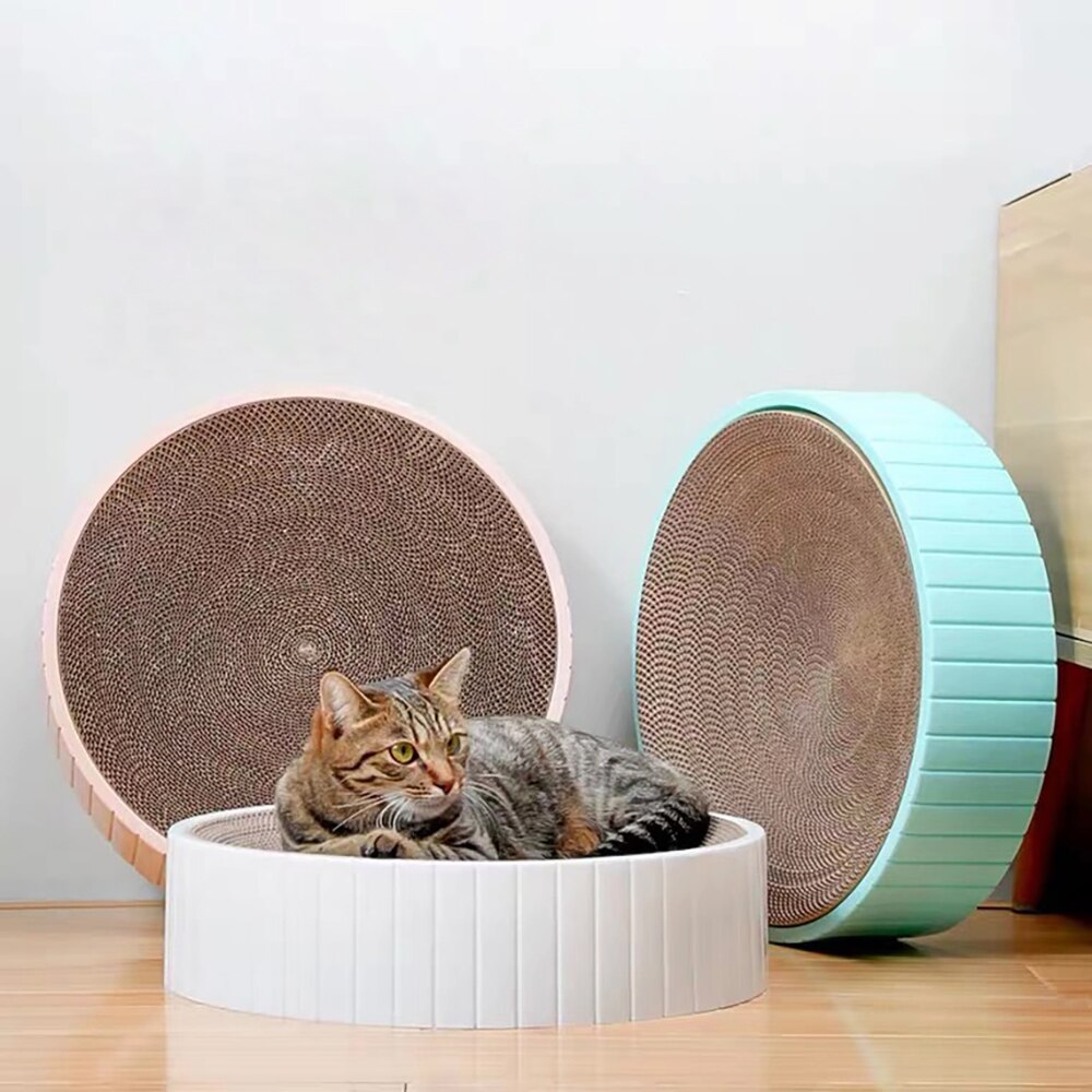 Round Cat Scratcher Grinding Claws Cardboard Corrugated Paper Wear Resistant Scratcher Pad Relaxing Cat Bed Supplies