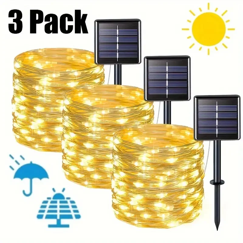 Led Solar Fairy String Lights 8 Modes Christmas Led Light Outdoor Garden Patio Wire Garland Light Christmas Lights Led ligths: ROSE / 0-5W