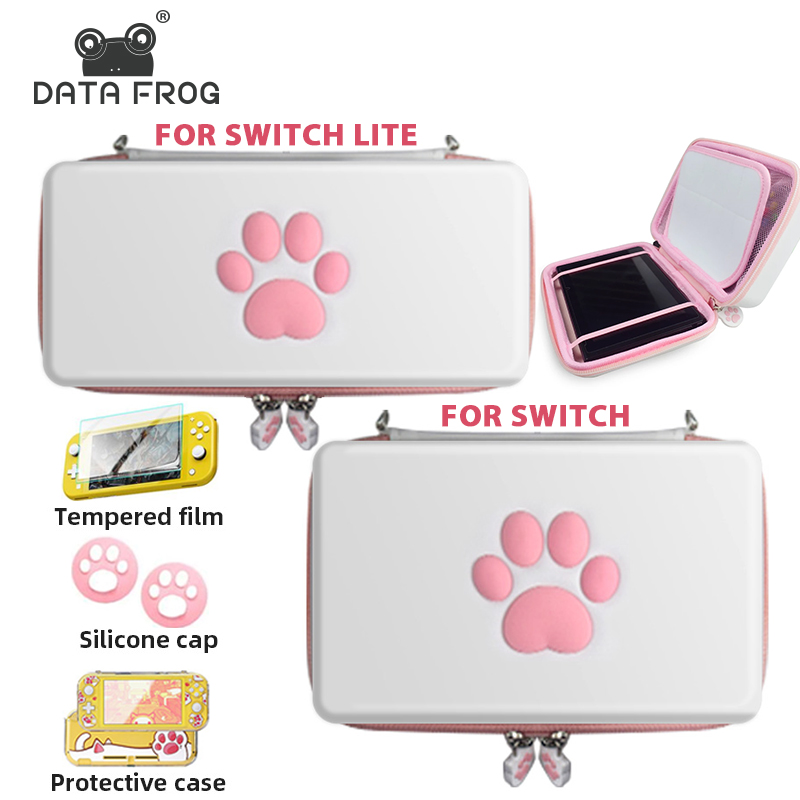 DATA FROG Cute Cat Paw Bag For Compatible-Nintendo Switch Console Hard Portable Travel Carrying Case For Switch Lite Accessories