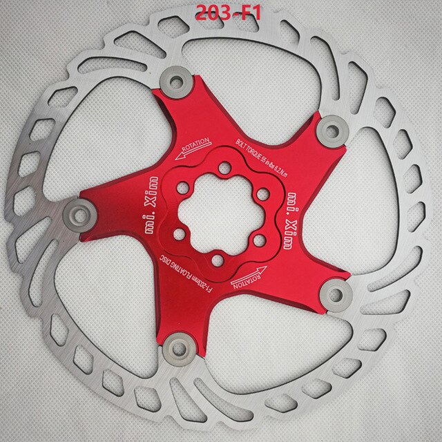 Bicycle Brake Disc Floating Rotor MTB Gravel Road Bike 140/160/180/203mm Mountain Bike Hydraulic Disc Brake Bike Parts: Red 203mm
