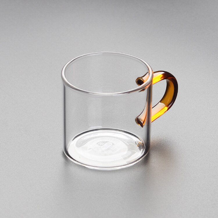 90ml Glass Small Tea Cup High borosilicate Transparent shot glasses set Heat Resistant Glass Small Tea Cup With Color Handle: Yellow